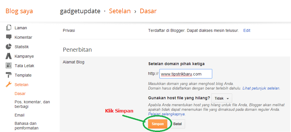 mengubah domain blogspot dot com ke domain sendiri