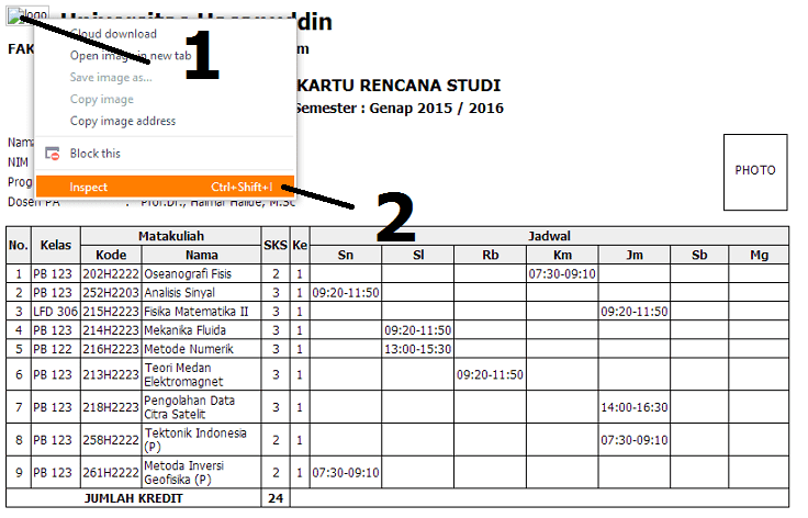 inpect halaman untuk memunculkan logonya