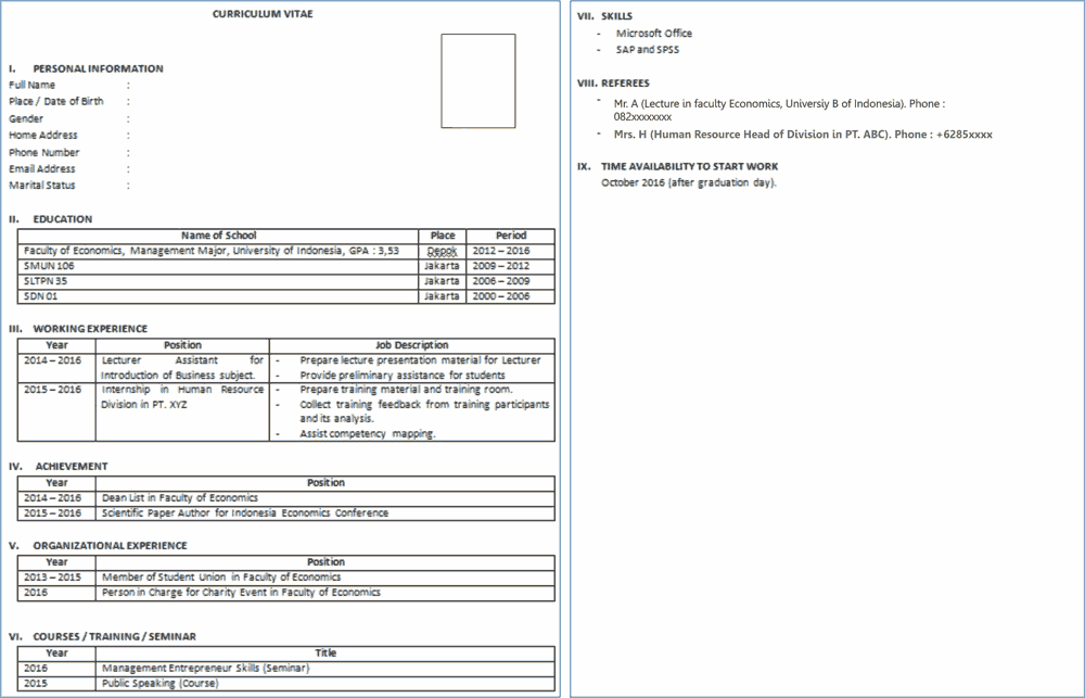 Contoh cv yang baik dan benar