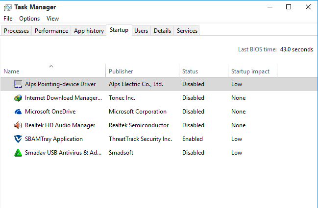 Disable program startup windows