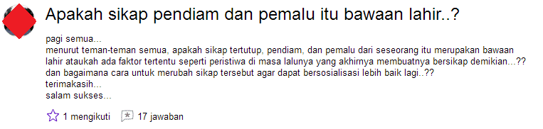 pertayaan tentang pendiam