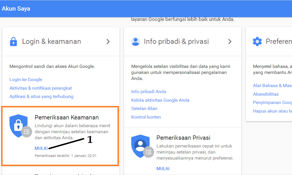 Pemeriksaan keamanan akun gmail