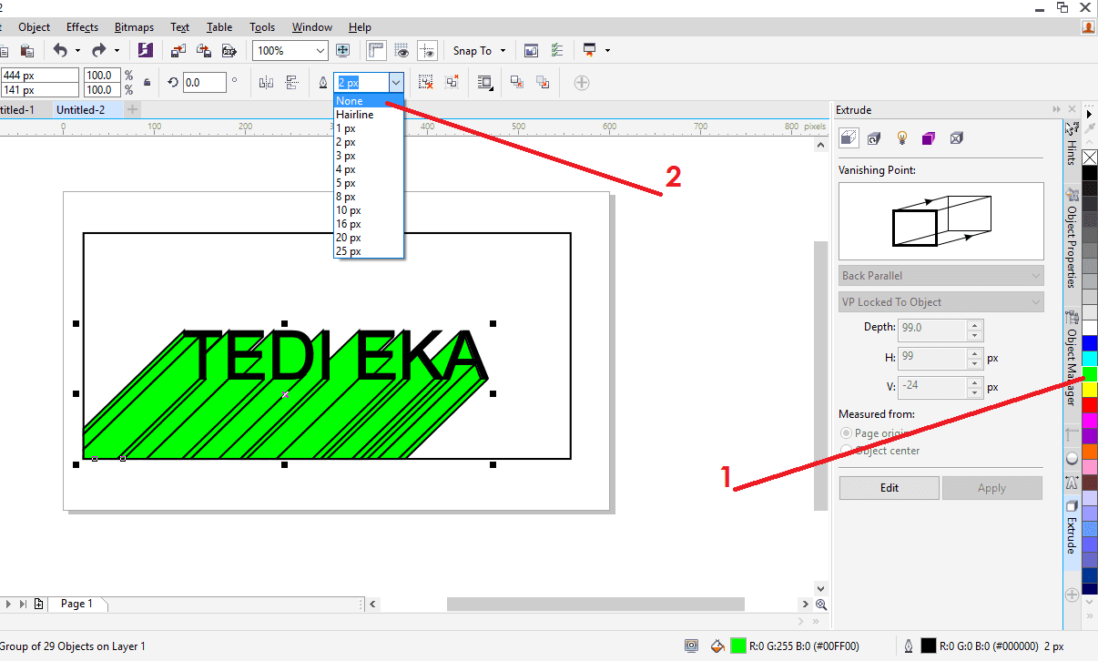 Membuat efek long shadow di corel tahap 6