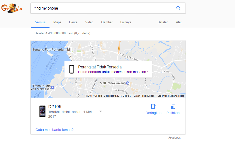 fitur find my phone google untuk melacak android yang hilang