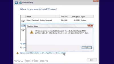 Cara Mengatasi Windows Cannot be Installed to this Disk, The Selected Disk has an MBR [solved]