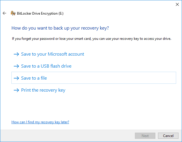 Backup password recovery bitlocker