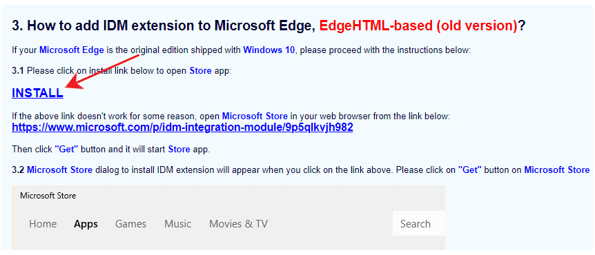 Install ekstensi idm di edge