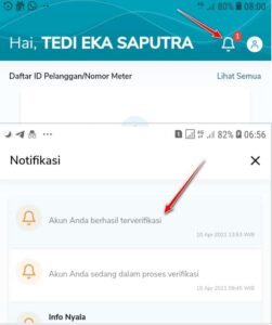 Verifikasi identitas di aplikasi PLN berhasil