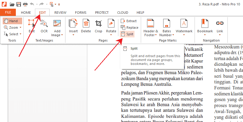 split pdf di nitro pro