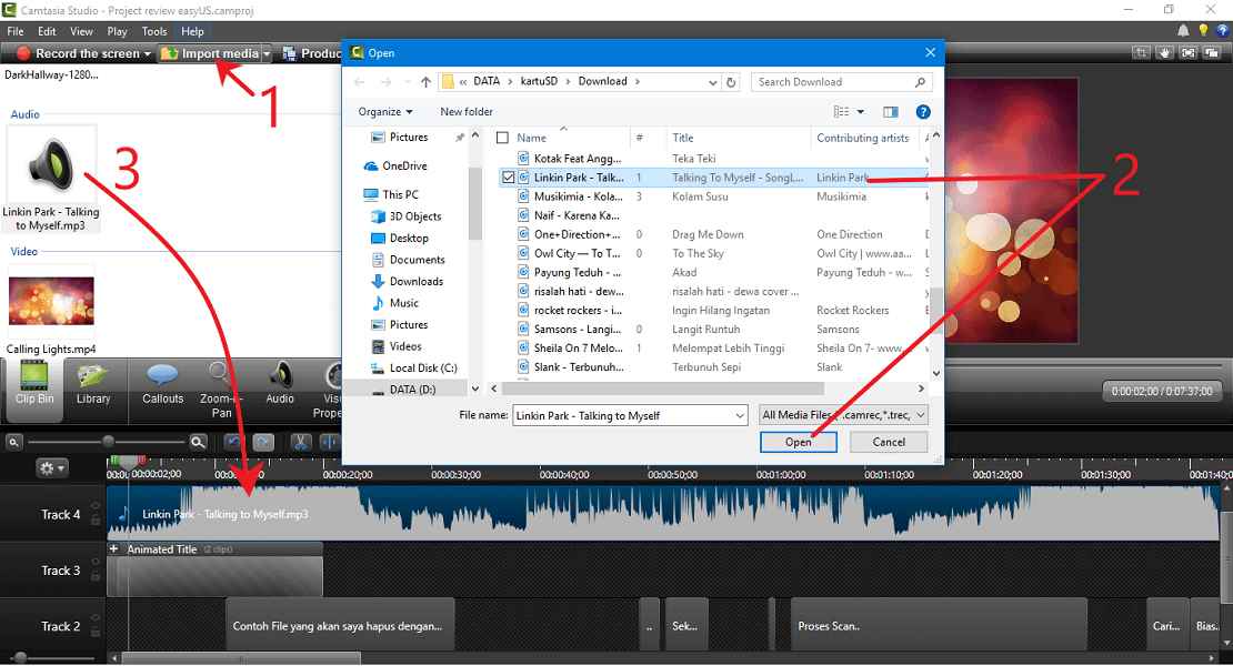 memasukkan lagu di camtasia