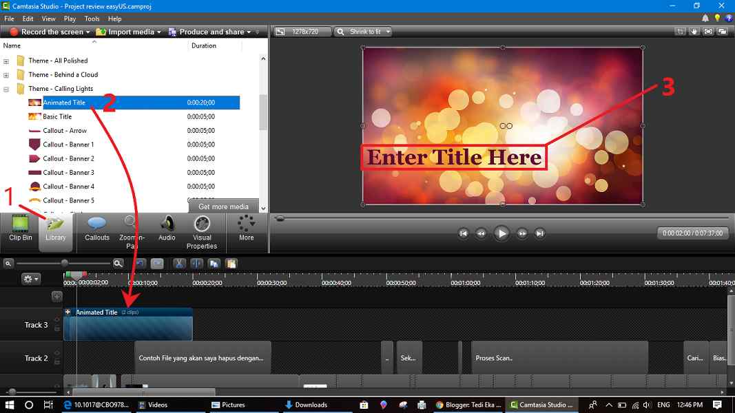 menyisipkan judul di camtasia