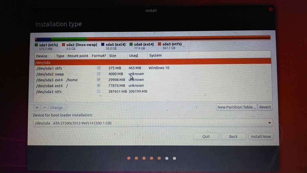 install ubuntu partisi manual