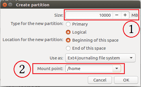 membuat partisi home ubuntu