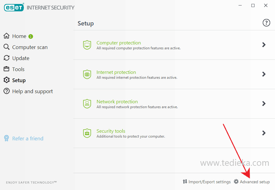 Advanced setup di eset