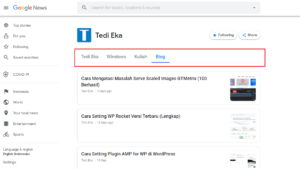 Cara menambahkan menu topik di halaman google news