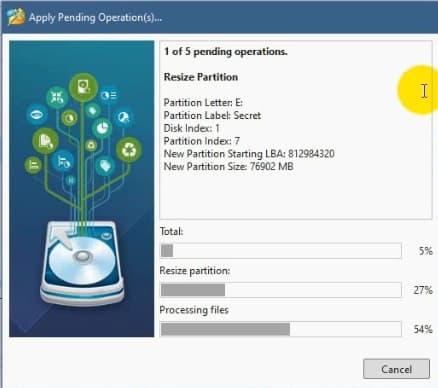 Proses menambah partisi c dengan minitool