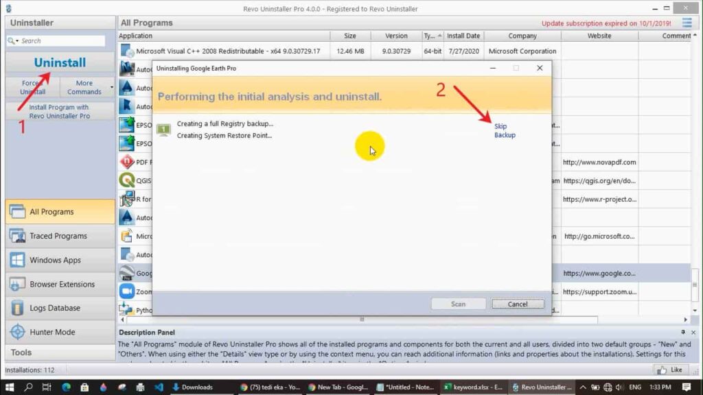 Cara uninstall program dengan revo pro