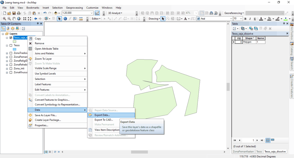 Export data di arcgis