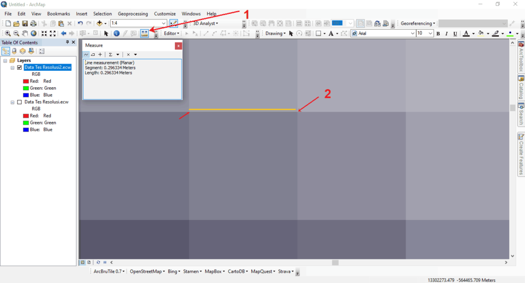 Mengukur resolusi citra di Arcgis