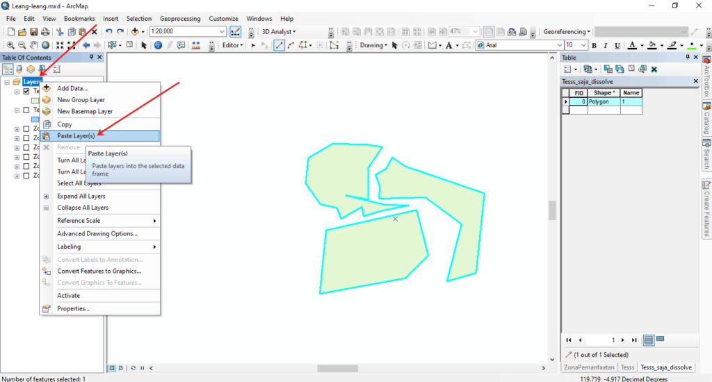 paste layer di arcgis