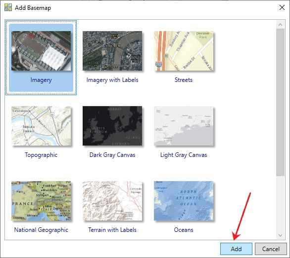 pilih tipe basemap arcgis