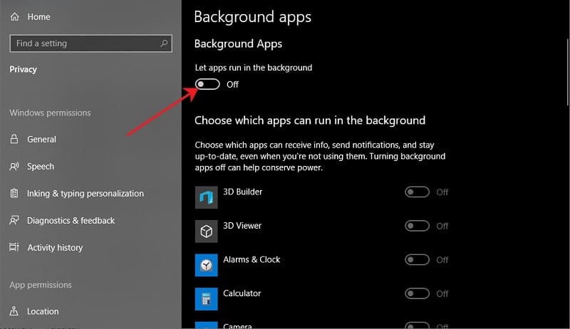 Menonaktifkan Background apps windows 10