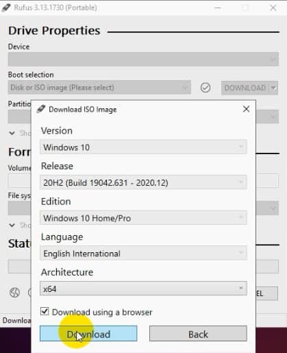 Download file iso windows menggunakan rufus