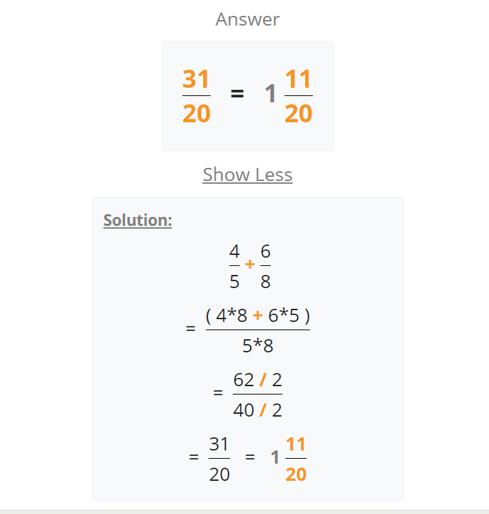 Menyelesaikan pecahan dengan kalkulator online
