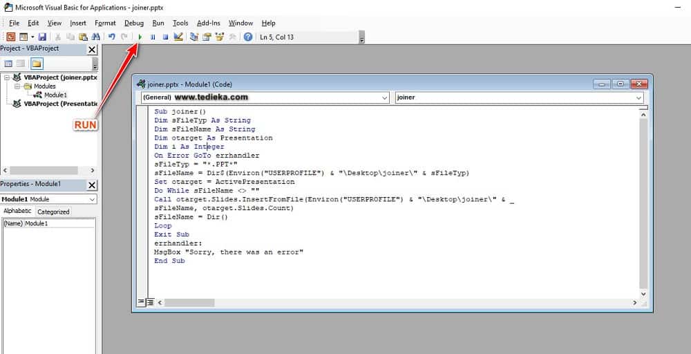 cara menggabungkan ppt dengan script vba