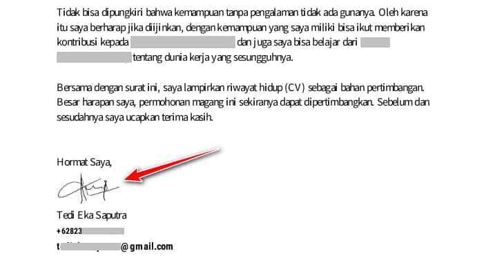 tampilan tanda tangan