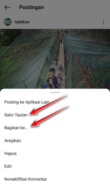 Cara membagikan foto instagram