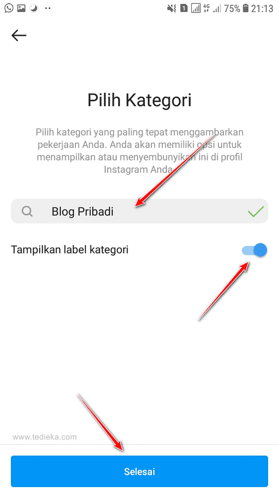 Membuat kategori blog pribadi IG