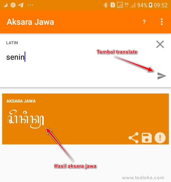 Cara translate menggunakan aplikasi Aksara Jawa