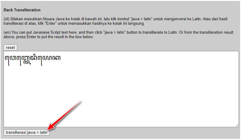 translate aksara jawa ke latin