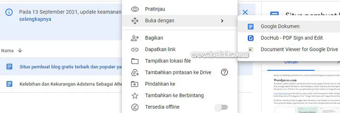 Buka dokumen dengan google doc