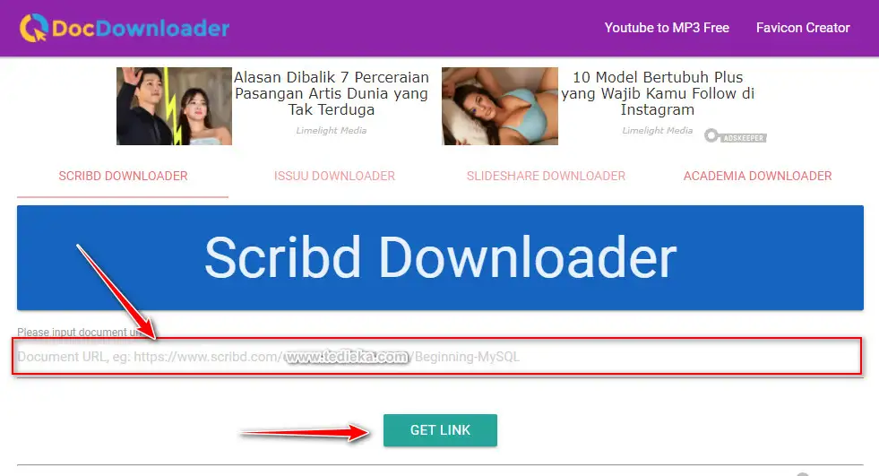 Masukkan link dokumen scribd yang ingin di download