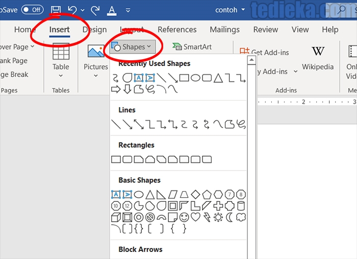 ilustrasi cara membuat mind mapping di word dengan shape