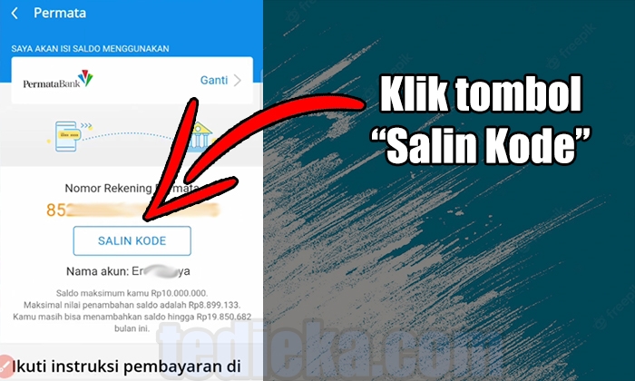 salin kode bank (cara transfer paypal ke dana)