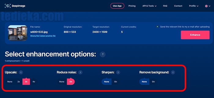 fitur deep-image.ai untuk memperbesar resolusi foto online