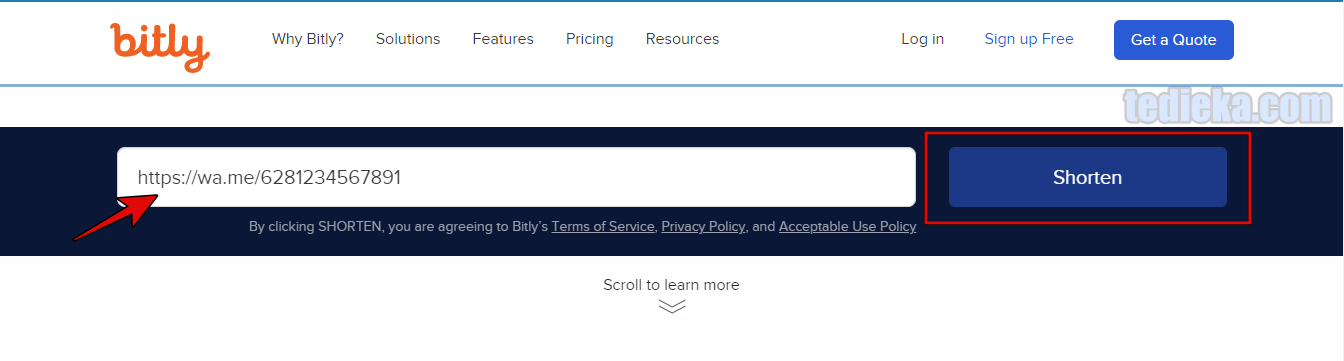 cara membuat link wa dengan bitly