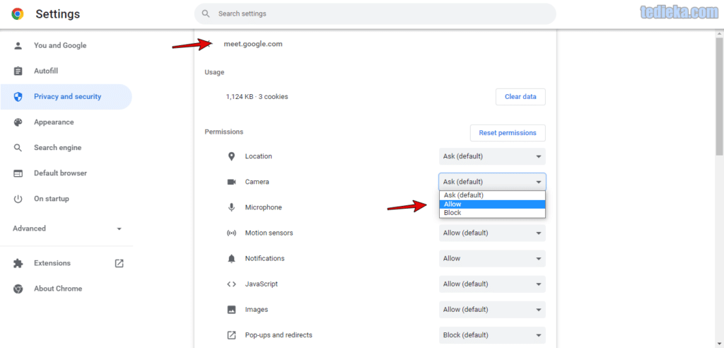 cara mengizinkan akses kamrea laptop untuk google meet untuk mengatasi kamera laptop tidak berfungsi