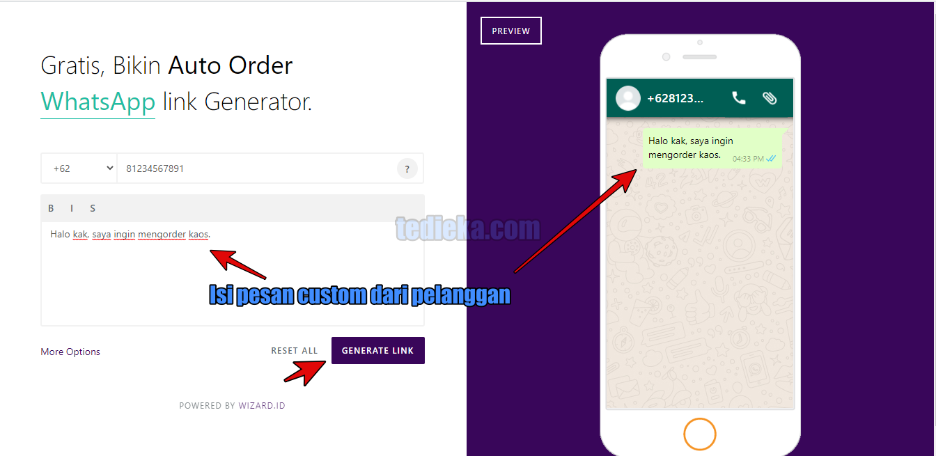 cara membuat link wa dengan pesan custom