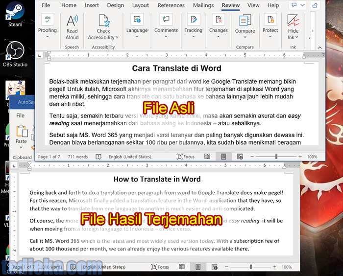cara translate di word untuk keseluruhan dokumen