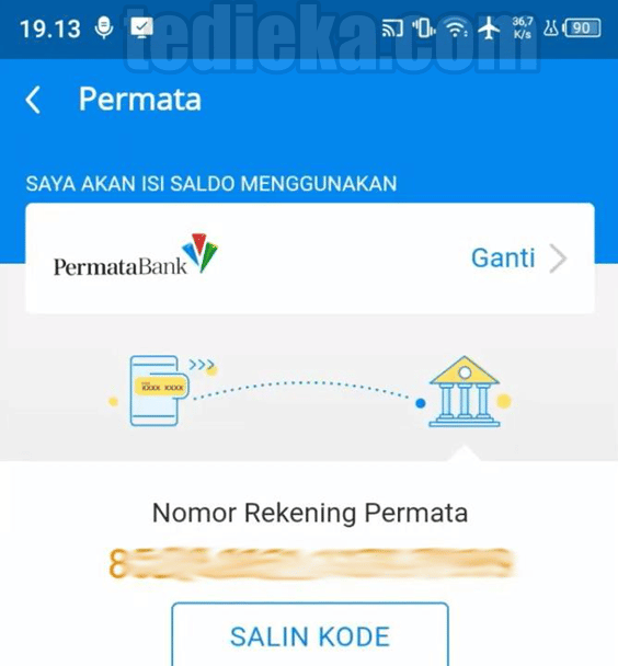 langkah pertama cara transfer ovo ke dana (no rek permata bank)