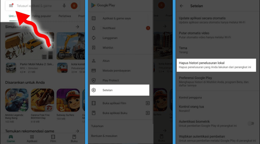 cara menghapus history play store dengan cepat