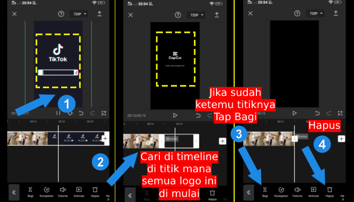 buang watermark tiktok dan capcut di bagian akhir video