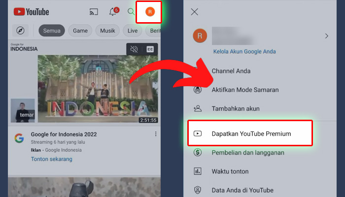 cara daftar youtube premium gratis