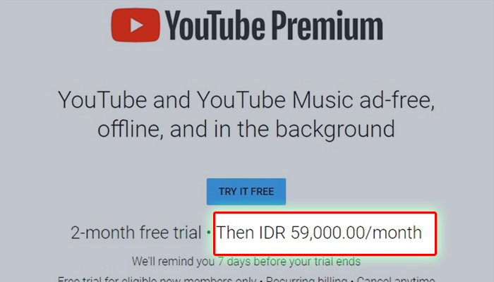 harga youtube premium