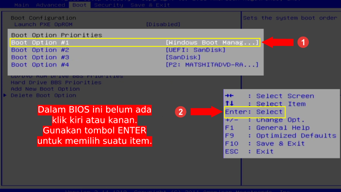 mengubah nilai prioritas booting dengan enter