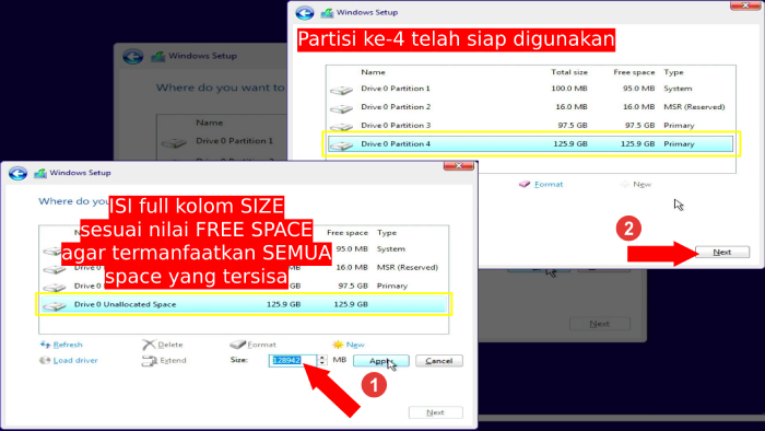 mengubah unallocated space menjadi partisi